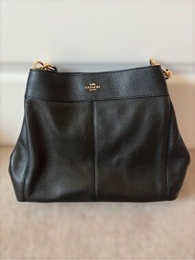 Coach Lexy Black Pebbled Leather Shoulder Bag